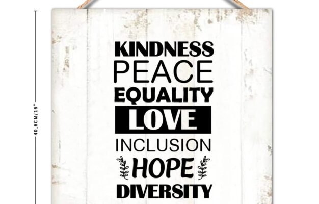Amazon Wood Sign Bible Quotes Lgbt Theme Kindness Peace Equality Love Inclusion Hope Diversity Shabby Wall Hanging Wooden Plaque For Porch Living Room Farmhouse Kitchen Bedroom Decor 16x16in Home