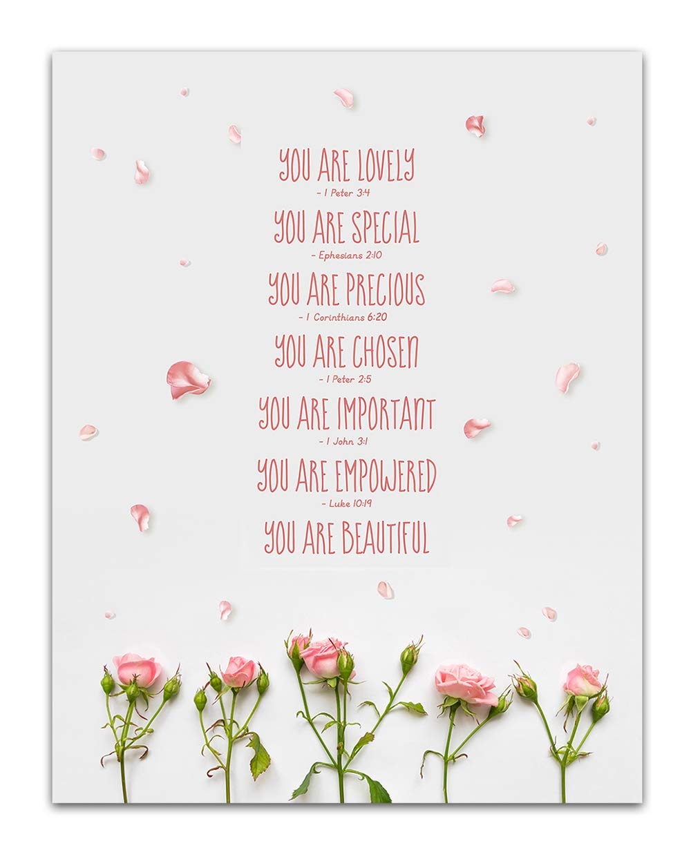 Amazon You Are Lovely Special Precious Christian Bible Quote Wall Art Unframed 11 X 14 Inspirational Pink Rose Flower Petals Photographic Print Makes A Great Gift For Family And Friends
