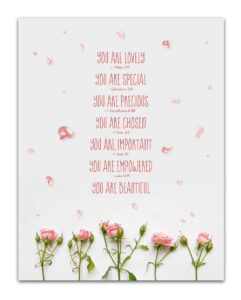 Amazon You Are Lovely Special Precious Christian Bible Quote Wall Art Unframed 11 X 14 Inspirational Pink Rose Flower Petals Photographic Print Makes A Great Gift For Family And Friends