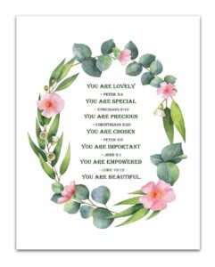 Amazon You Are Lovely You Are Beautiful Quote Christian Message With Hibiscus Flowers Encouraging Bible Quotes Wall Art Decor Unframed 11 X 14 Pastel Print Wall Art Bible Gifts For Women