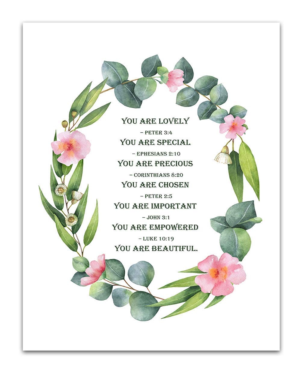 Amazon You Are Lovely You Are Beautiful Quote Christian Message With Hibiscus Flowers Encouraging Bible Quotes Wall Art Decor Unframed 11 X 14 Pastel Print Wall Art Bible Gifts For Women 