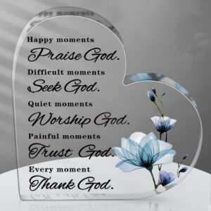 Amazon Yulejo Bible Verses Decor Christian Gift For Woman Cna Week Gift Inspirational Quotes Blue Flower Prayer Room Decor Happy Moment Praise God Acrylic Hearts For Home Office Table Shelf Home