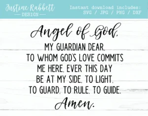 Angel Of God My Guardian Dear Catholic Guardian Angel Prayer Christian Bible Quote Protection Baby Newborn Svg Jpg Png And Dxf Etsy