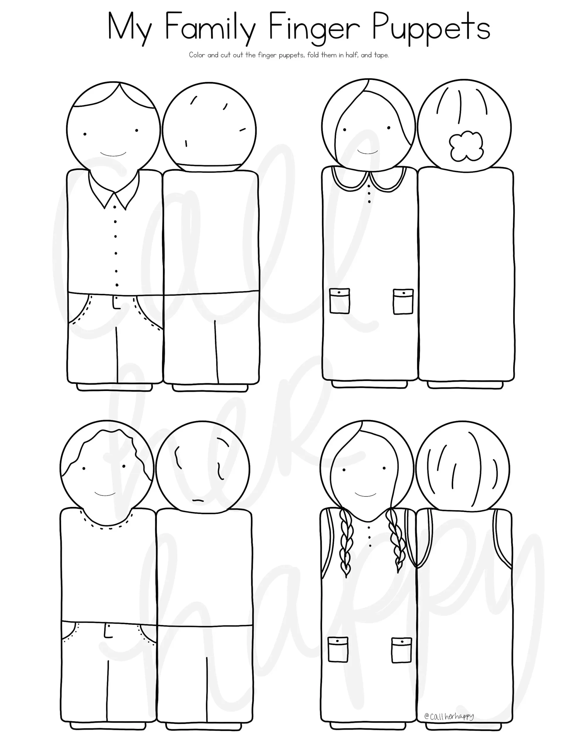 Animal People Family Bible Story Finger Puppets Worksheet Printable Coloring Page Sheet Catholic Resources For Kids Prayer Activities Jesus Etsy