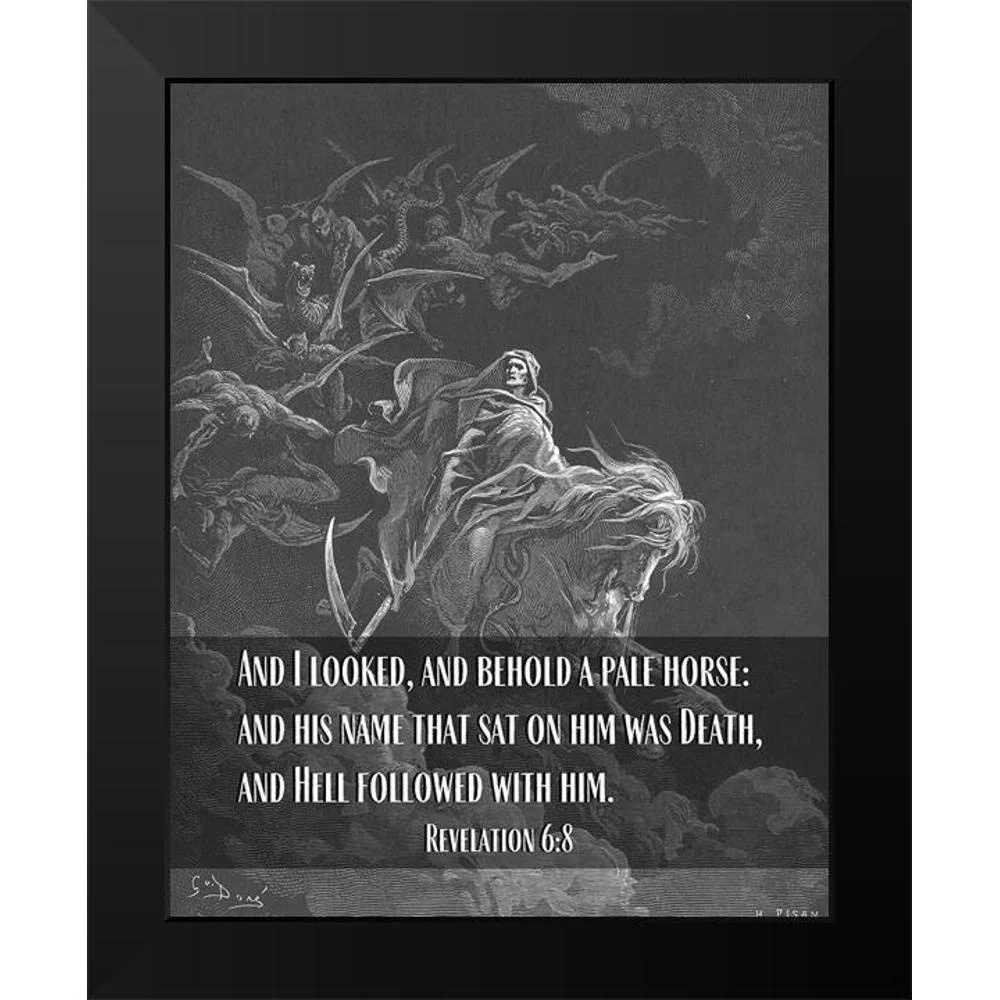 ArtsyQuotes 12x14 White Modern Wood Framed Museum Art Print Titled Bible Verse Quote Revelation 6 8 Gustave Dore Death On A Pale Horse Walmart Business Supplies