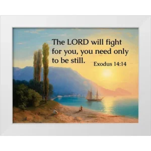 ArtsyQuotes 32x25 White Modern Wood Framed Museum Art Print Titled Bible Verse Quote Exodus 14 14 Ivan Aivazovsky Sunset Over Yalta Walmart
