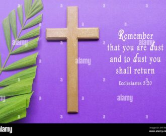 Ash Wednesday Bible Verse Good Friday Palm Sunday Ash Wednesday Lent Season And Holy Week Concept Cross And Palm Leaves On Purple Background Stock Photo Alamy