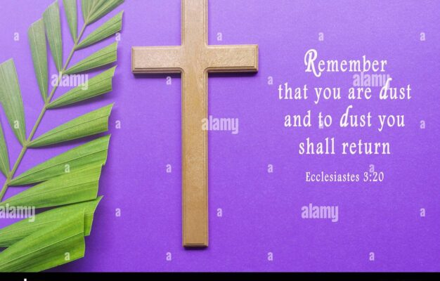 Ash Wednesday Bible Verse Good Friday Palm Sunday Ash Wednesday Lent Season And Holy Week Concept Cross And Palm Leaves On Purple Background Stock Photo Alamy
