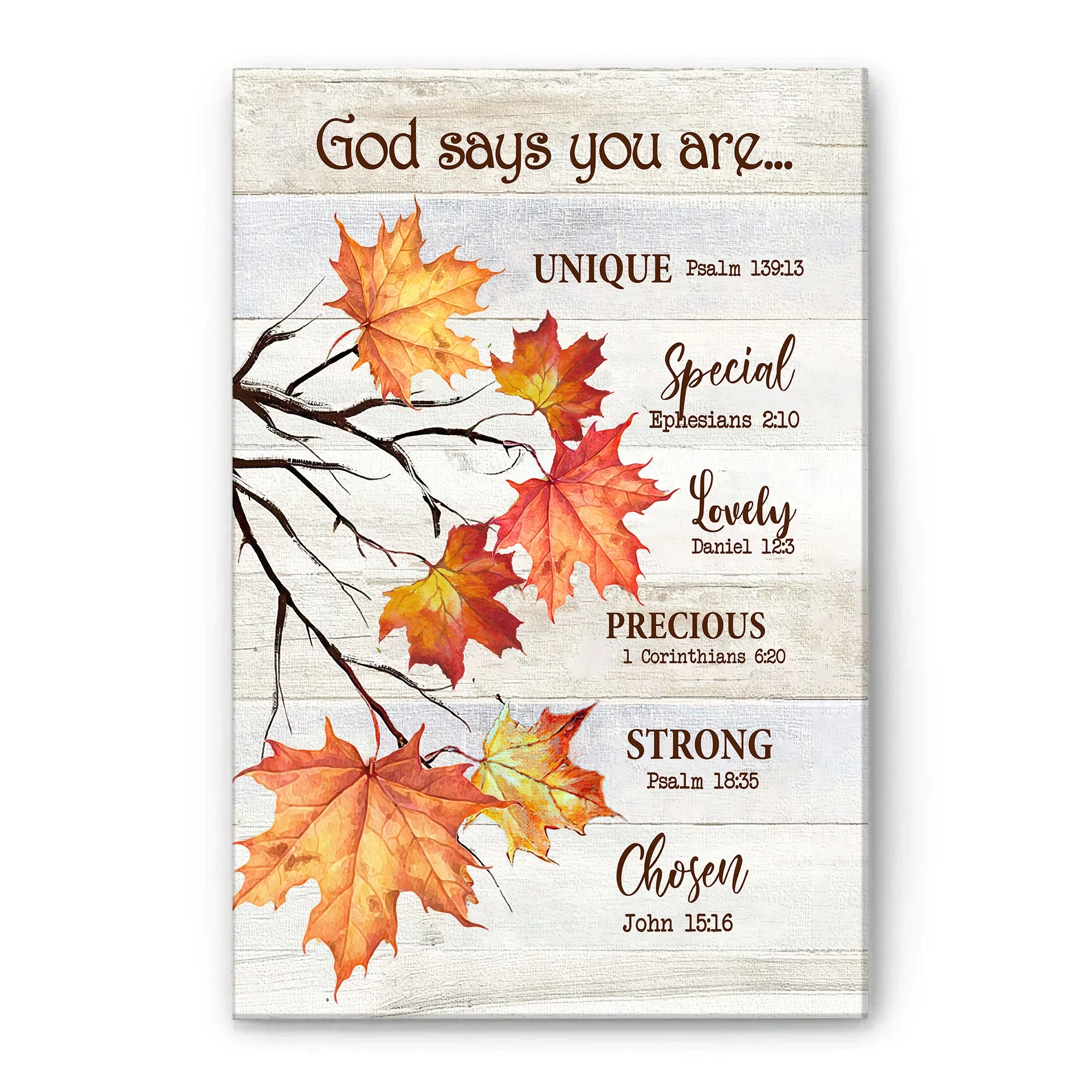 Autumn Poster Canvas God Says You Are Maple Leaf Inspirational Qu