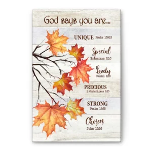 Autumn Poster Canvas God Says You Are Maple Leaf Inspirational Qu