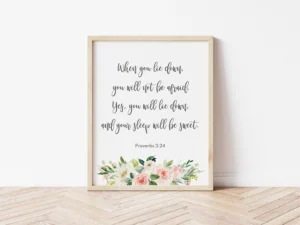 Baby Girl Nursery Bible Verses Christian Nursery Bible Print Nursery Floral Prints Christian Baby Gift Nursery Art When You Lie Down Etsy