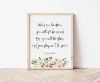 Baby Girl Nursery Bible Verses Christian Nursery Bible Print Nursery Floral Prints Christian Baby Gift Nursery Art When You Lie Down Etsy