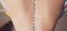 Back Tattoo Saying Love Is Patient Love Is Kind On