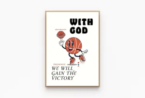 Basketball Christian Wall Art Work Sports Motivational Bible Verse Quote Retro Christian Poster Psalm 60 12 Sports Art Boys Room Decor Etsy UK