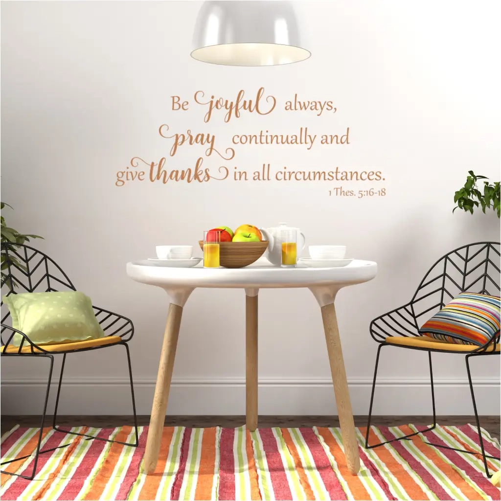 Be Joyful Always Wall Decal 1 Thessalonians 5 16 18 Thanksgiving Decor Christian Wall Art The Simple Stencil