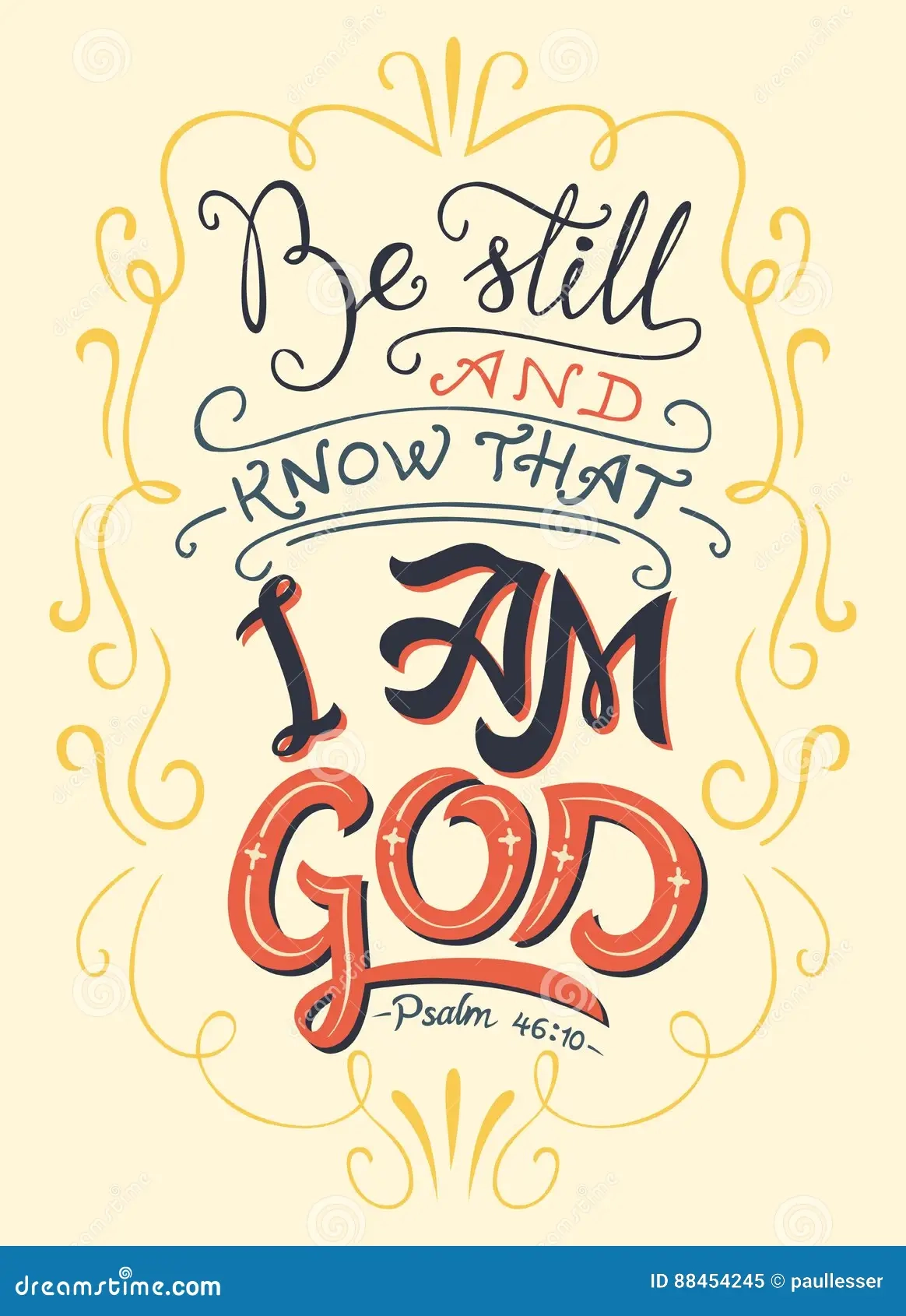 Be Still And Know That I Am God Bible Quote Stock Vector Illustration Of Font Bible 88454245