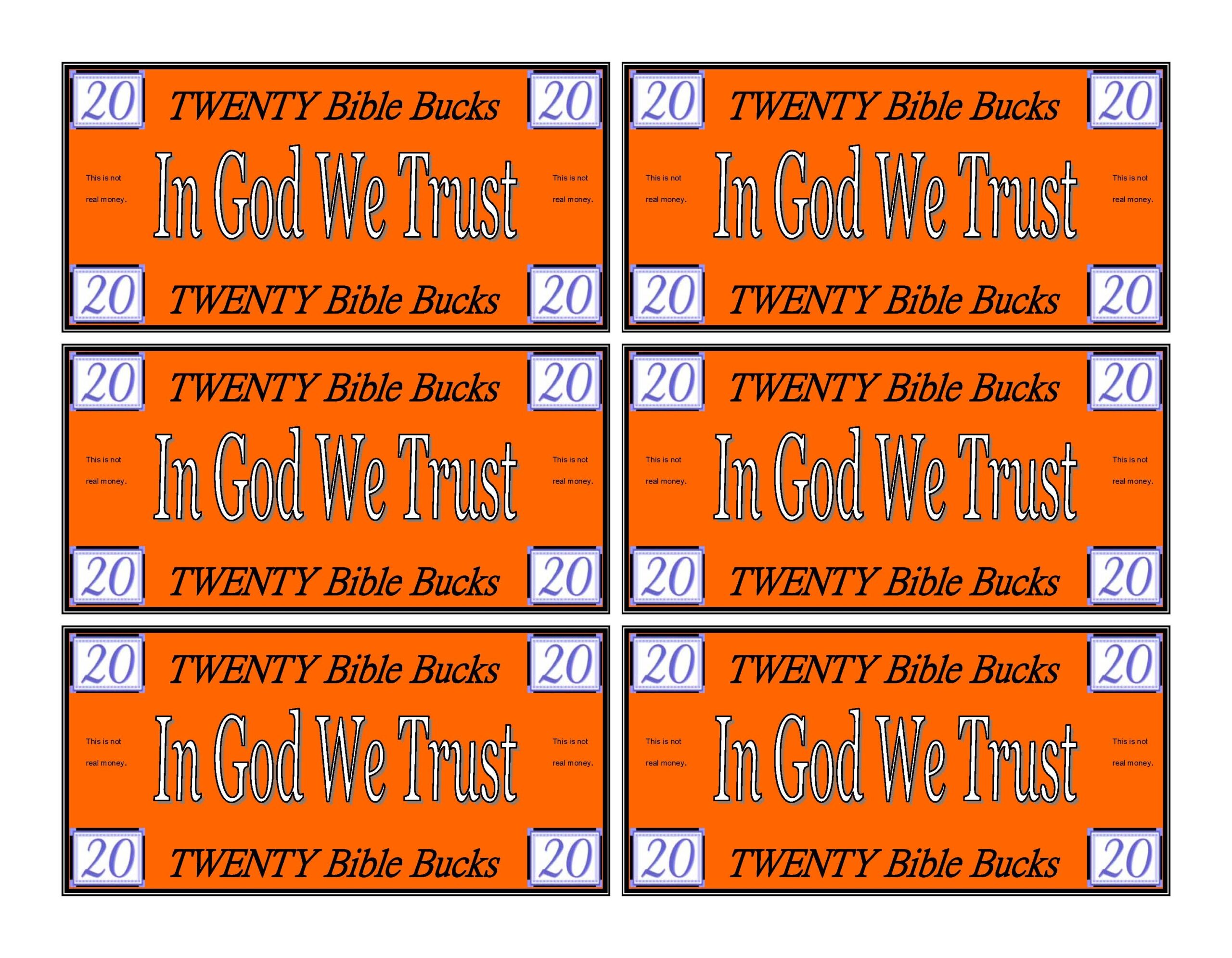 Bible Bucks For Sunday School Kids Ministry Church Play Money Templates