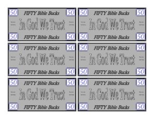 Bible Bucks For Sunday School Kids Ministry Church Play Money Templates