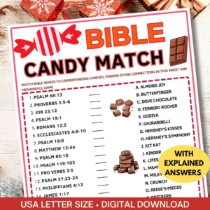 Bible Candy Match Game bible Printable Games For Kids Adult church Party Game For Ministry women s Fellowship sunday School Fun Verse Game Etsy Canada