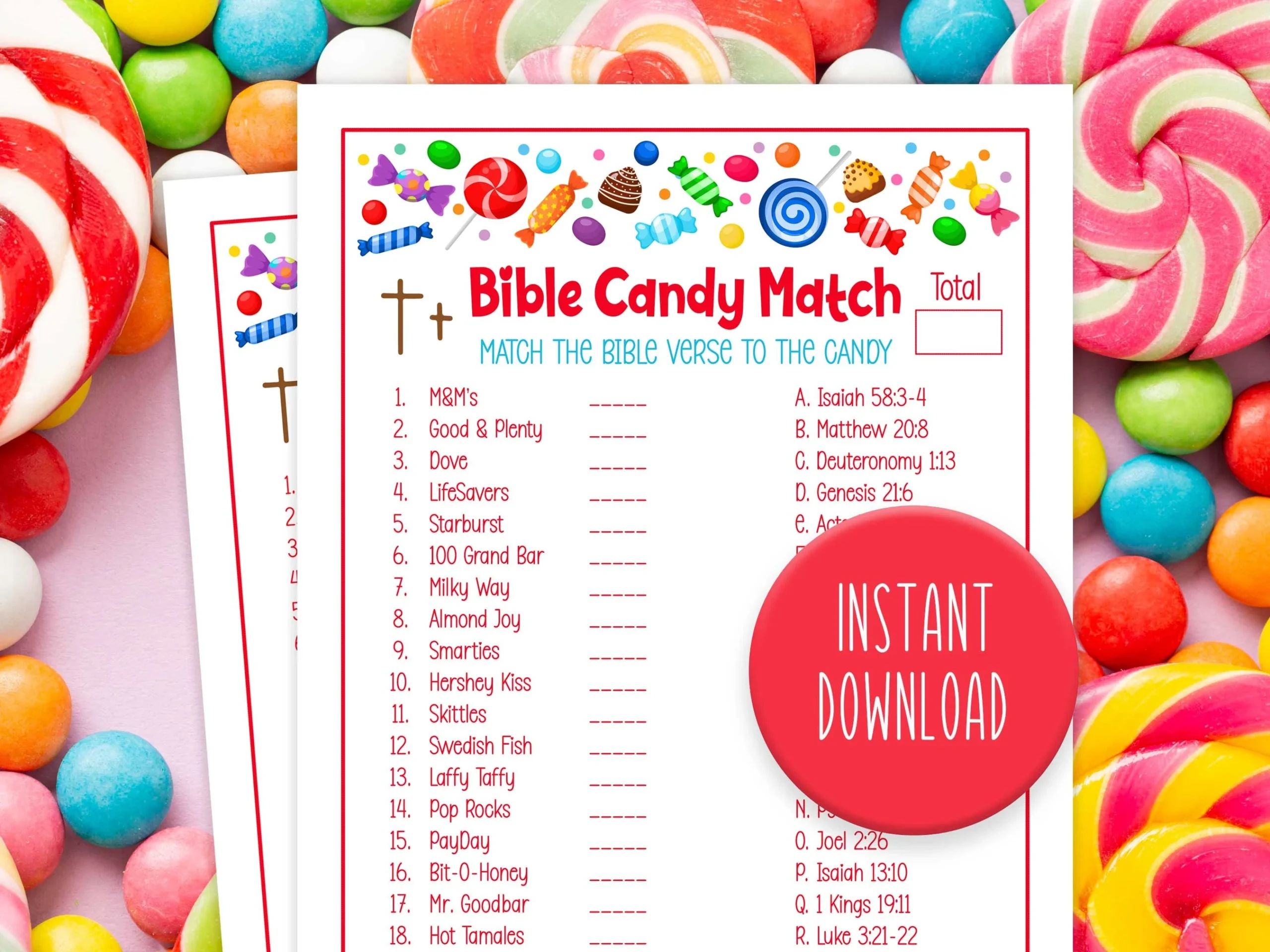 Bible Candy Match Game Bible Verse Game Sunday School Game Scripture Candy Match Fun Church Game Children s Bible Game Etsy