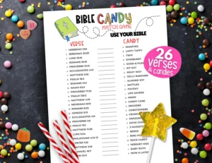 Bible Candy Match Game Books Of The Bible Candy Game Church Party Game Bible Games For Kids Adults Bible Games For Teens Youth Group Etsy