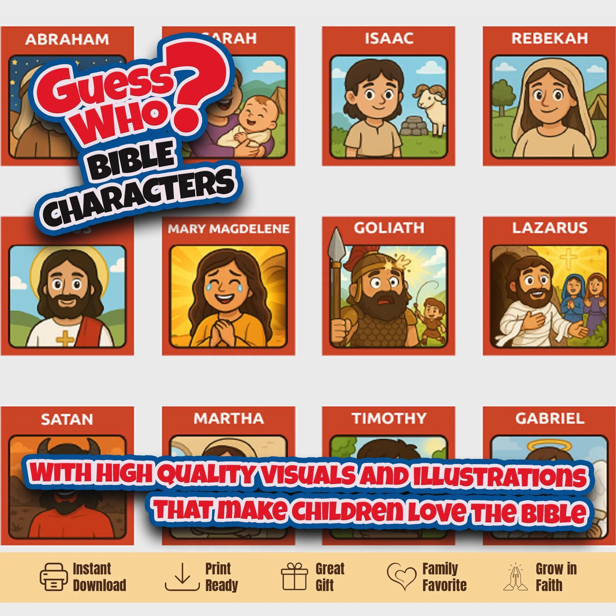 Bible Character Guess Who Game Printable Christian Game Inserts Etsy Israel