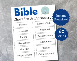 Bible Charades Bible Pictionary Cards Printable Christian Games For Kids Teens And Adults Etsy