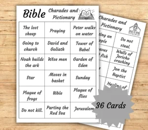 Bible Charades Printable Bible Pictionary Cards Printable Bible Games Christian Charades Sunday School Game Church Fellowship Etsy Canada