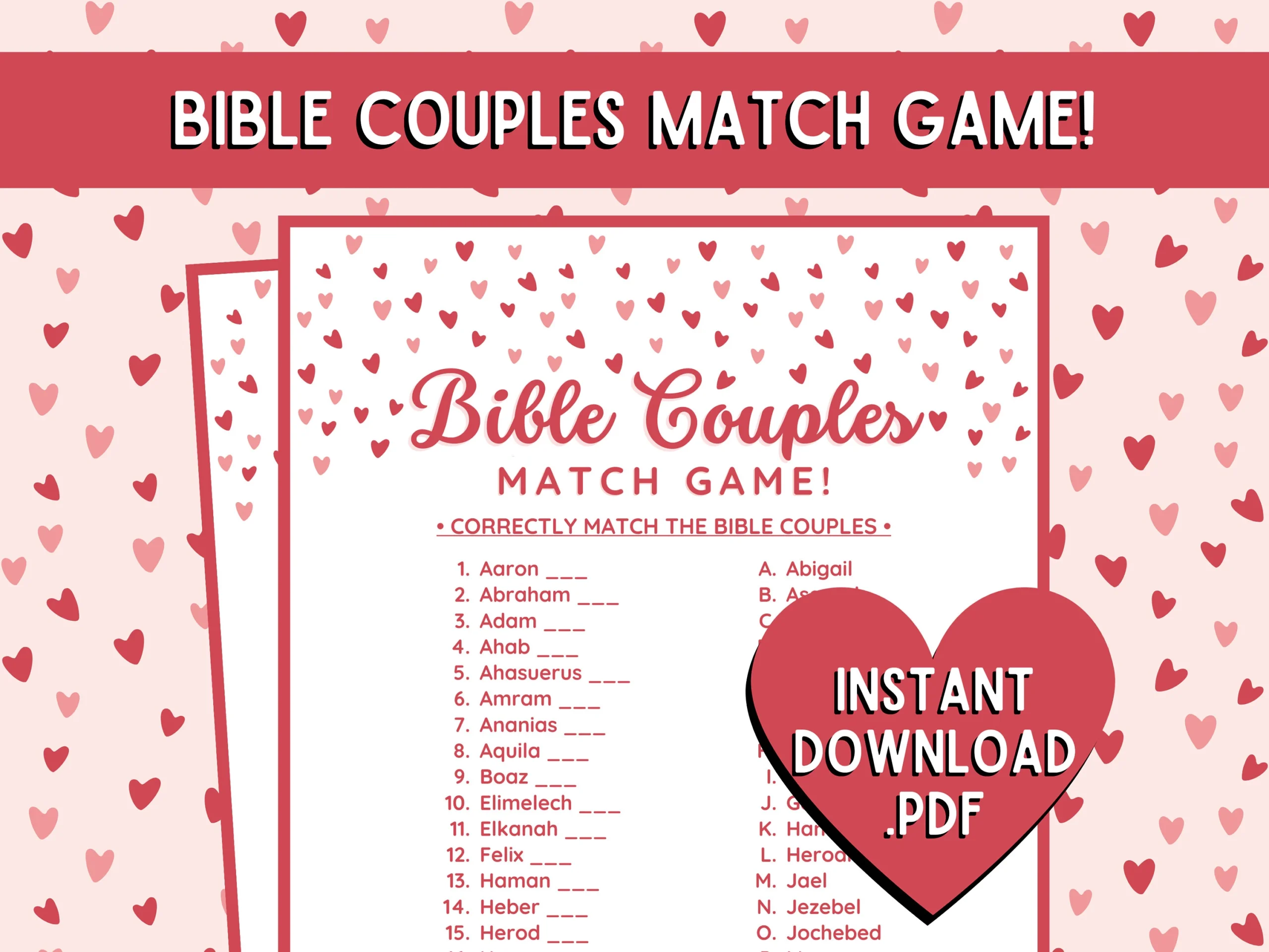 Bible Couples Matching Game Free Printable