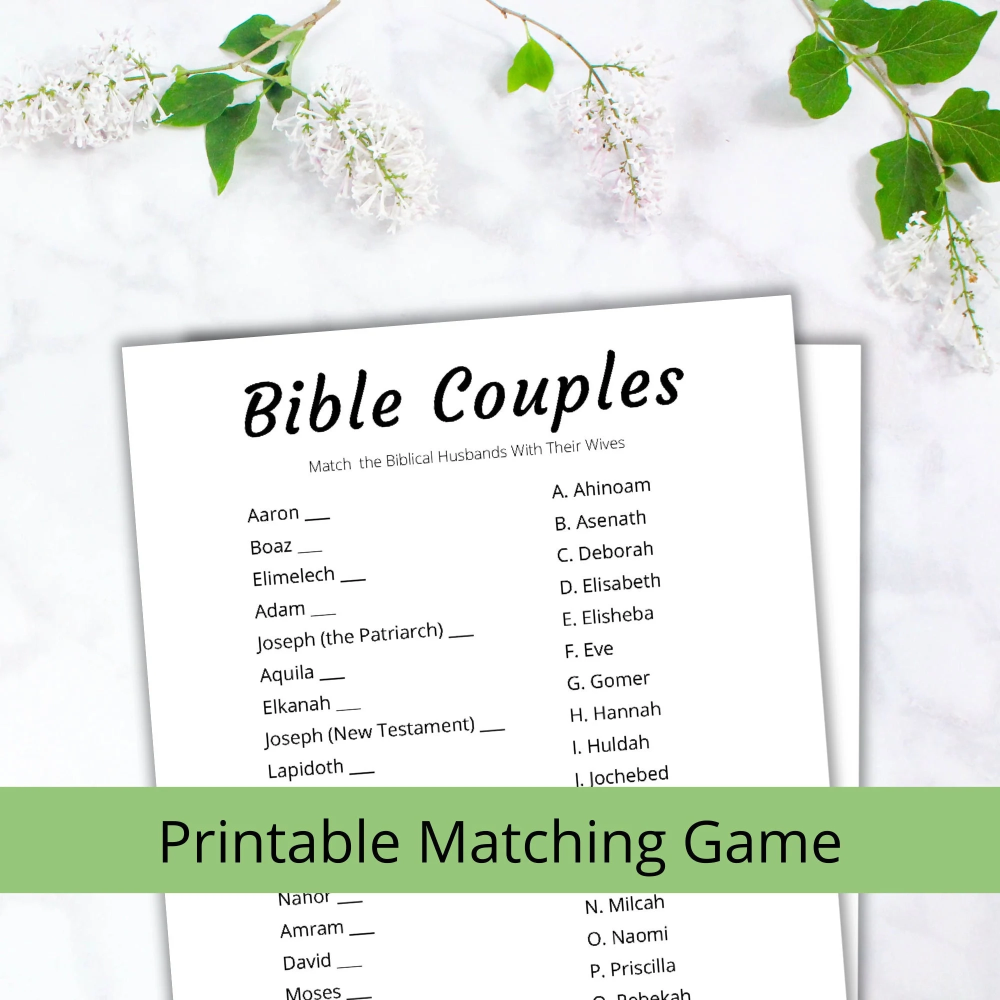 Bible Couples Matching Game Christian Wedding Shower Printables minimalist PDF Letter Size 8 5x11 Etsy