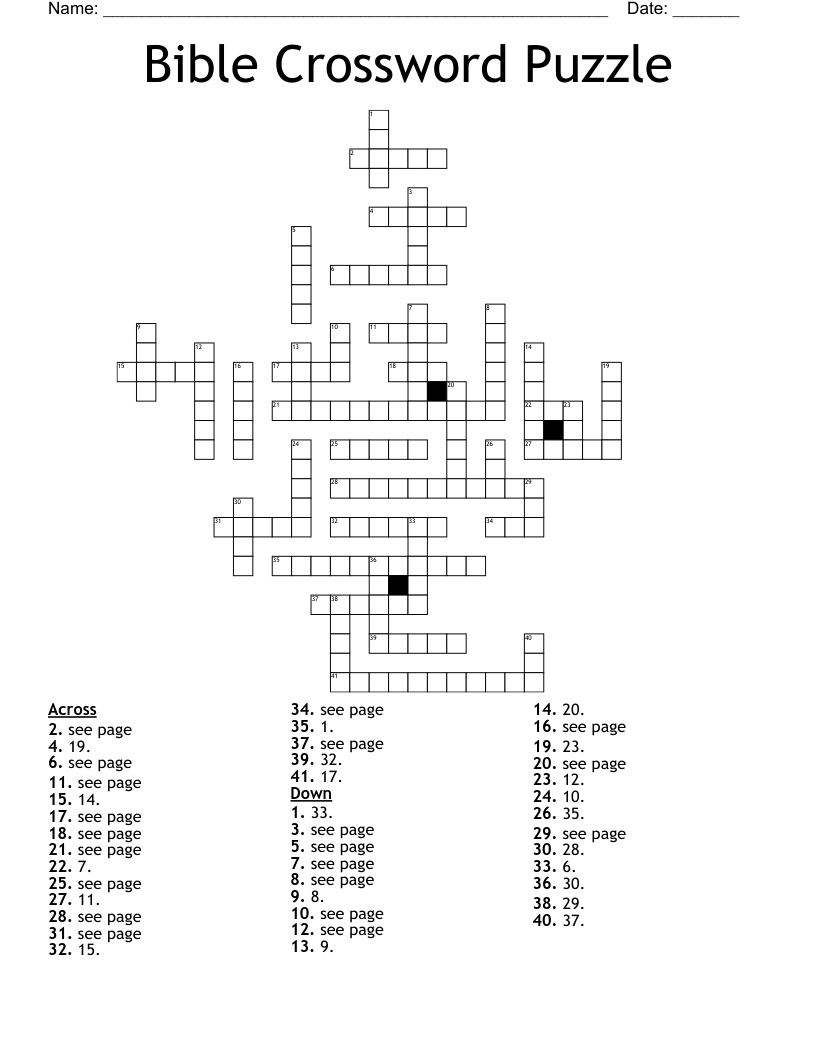 Printable Bible Crosswords