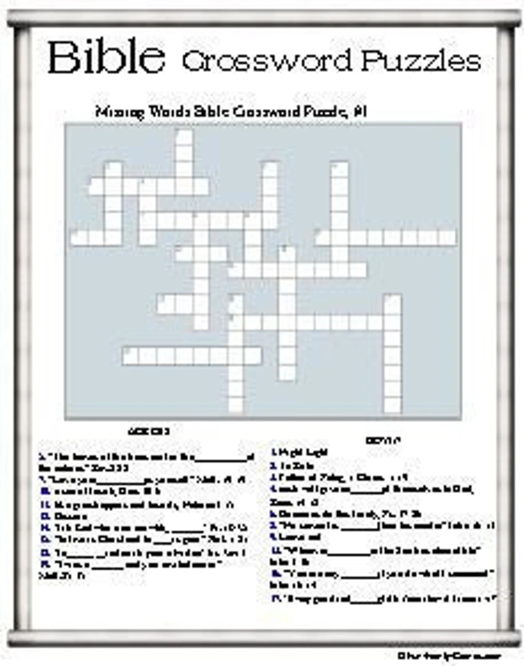 Printable Bible Crossword Puzzles With Answers