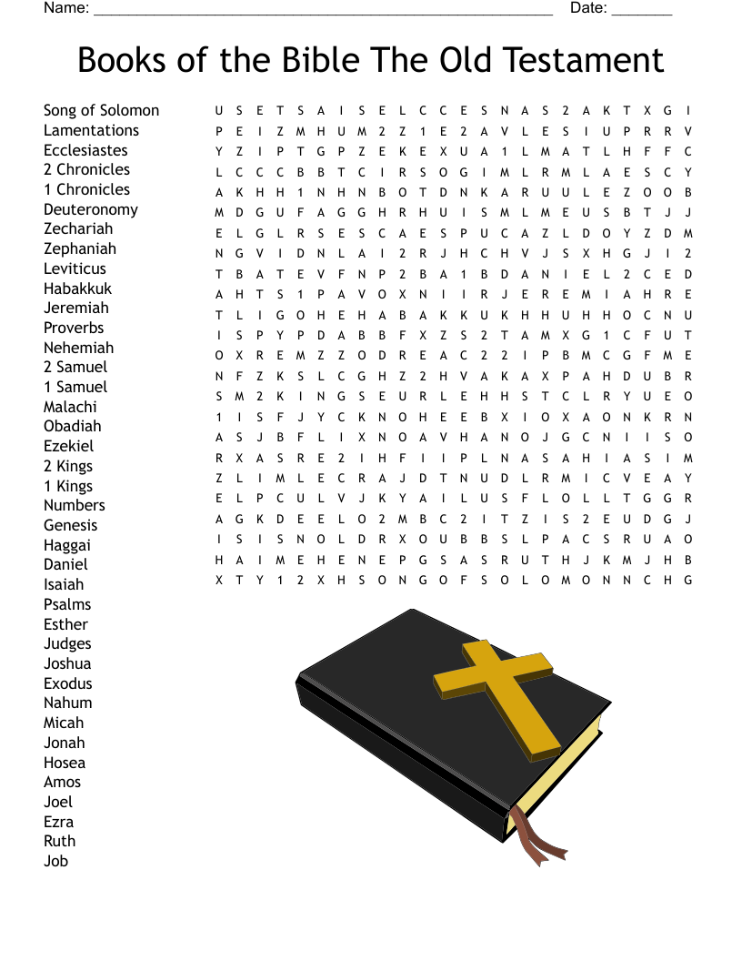 Books Of The Bible Crossword Printable