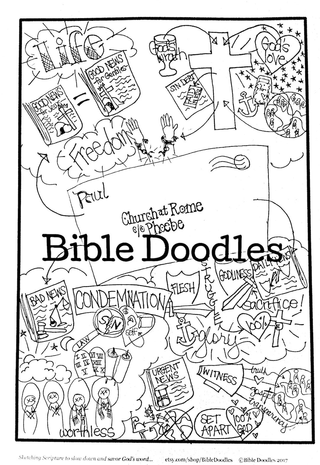 Bible Doodle Study Packet For Romans 1 2 Etsy