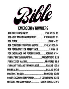 Bible Emergency Numbers Digital Download Scriptures Etsy