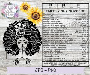 Bible Emergency Numbers Inspirational Princess Digital Download