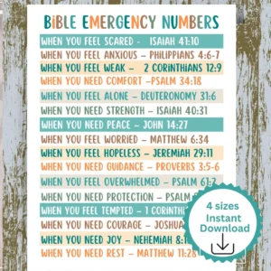 Bible Emergency Numbers Printable Emergency Bible Numbers Emergency Numbers Bible Verses Emergency Bible Scriptures Etsy