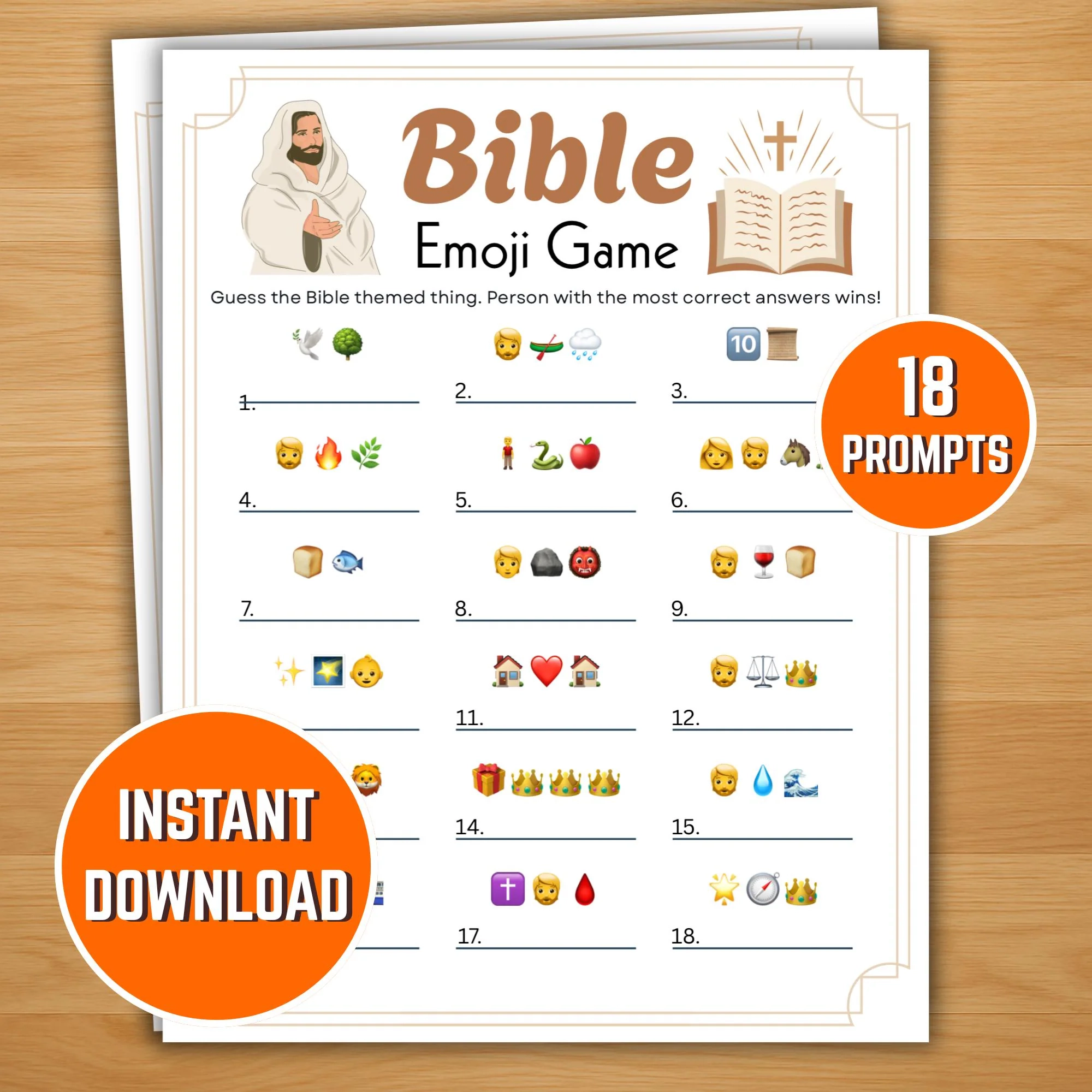 Bible Emoji Game Printable Church Game Emoji Pictionary Bible Game Christian Game Night Activity For Kids And Adults Etsy