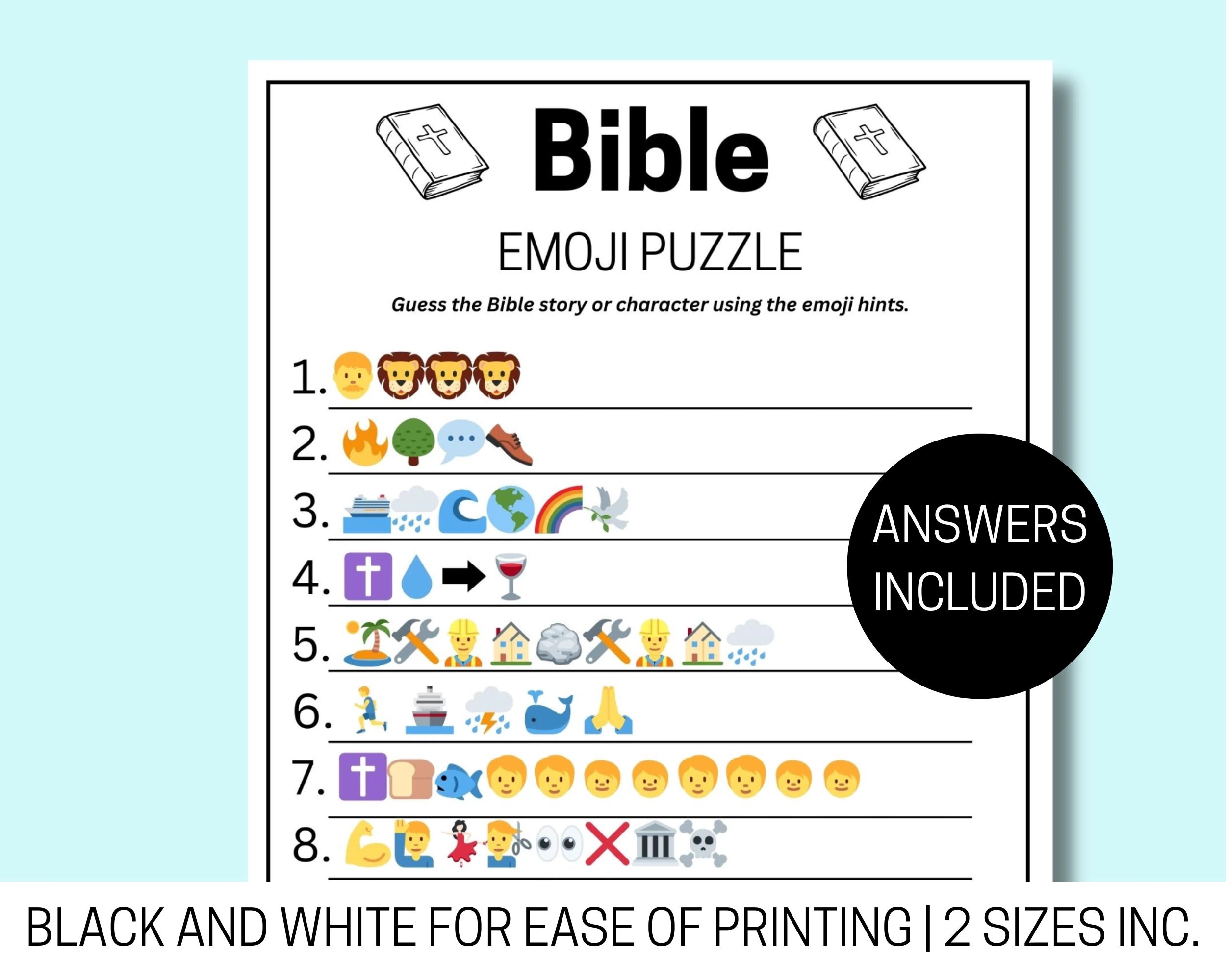 Bible Emoji Puzzle Youth Group Printable Game digital Download Etsy