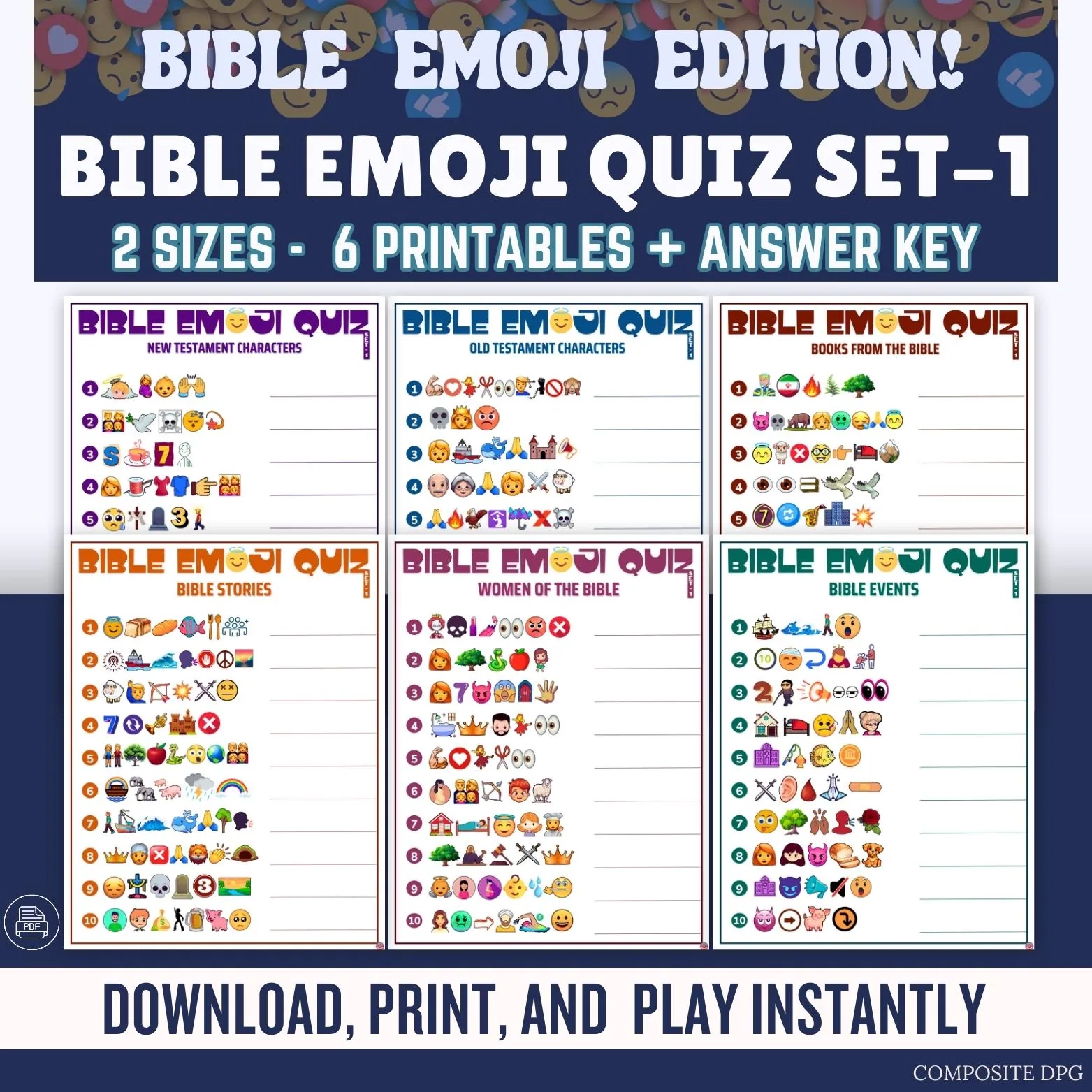 Bible Emoji Quiz Church Games Bible Study PDF Download Etsy