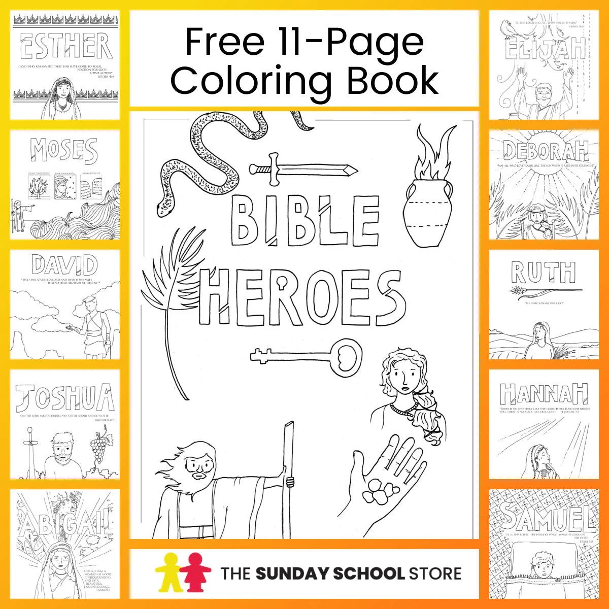 Bible Heroes Coloring Book Free 11 Page Download Sunday School Store