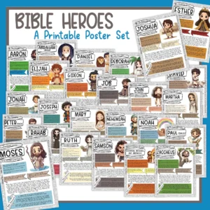 Bible Heroes Study For Kids Bible Characters Poster Bulletin Board Set Bible Verses Character Traits For Sunday School And Homeschool Etsy