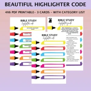 Bible Highlighting Color Code Printable Study Guide PDF Etsy