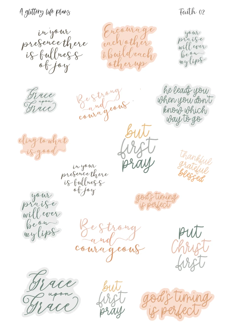 Bible Journaling Faith 02 Script Stickers For Planners And Journals A Glittery Life Plans