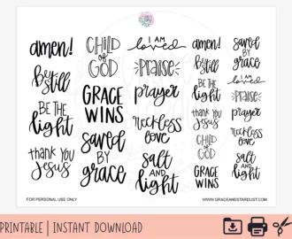 Bible Journaling Printable Stickers Bible Journaling Stickers Bible Stickers Bible Lettering Printable Sticker Sheet Etsy