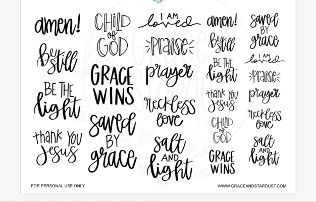 Bible Journaling Printable Stickers Bible Journaling Stickers Bible Stickers Bible Lettering Printable Sticker Sheet Etsy