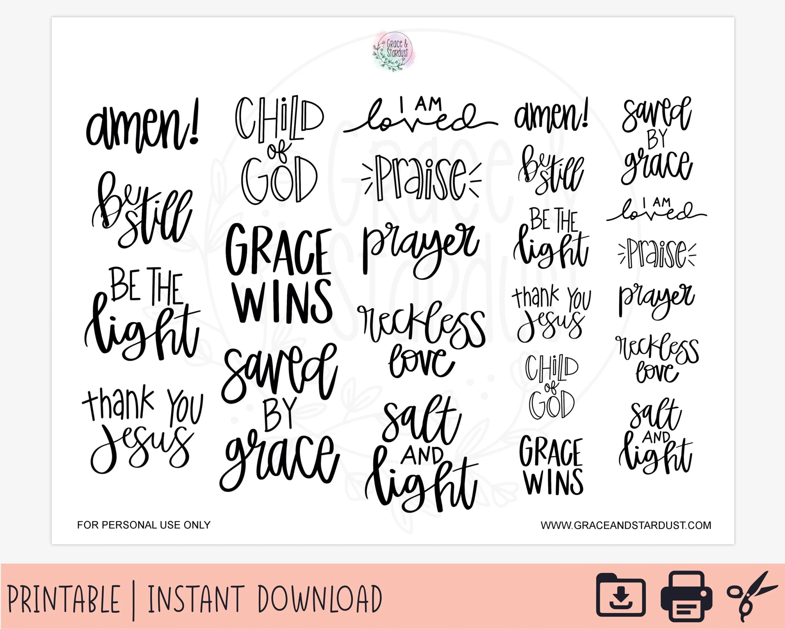 Bible Journaling Printable Stickers Bible Journaling Stickers Bible Stickers Bible Lettering Printable Sticker Sheet Etsy