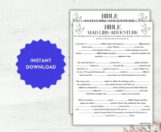 Bible Mad Libs Game Printable Sunday School Activity instant Download Etsy