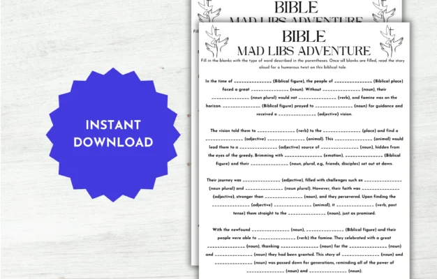 Bible Mad Libs Game Printable Sunday School Activity instant Download Etsy