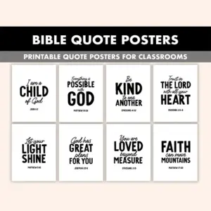 Bible Quote Posters 8 Inspirational Bible Verse Wall Art For Classroom Black And White Christian Prints Classroom Bible Quotes Etsy Canada